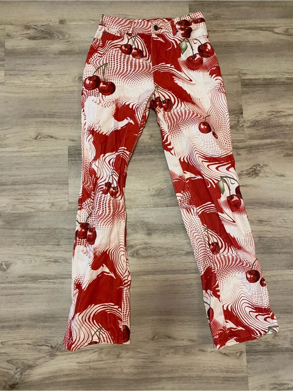 Jaded London Red Cherry Print Slouchy Boyfriend Jeans- NWT